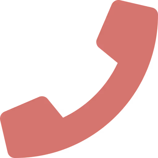 Red phone handset icon tilted diagonally.